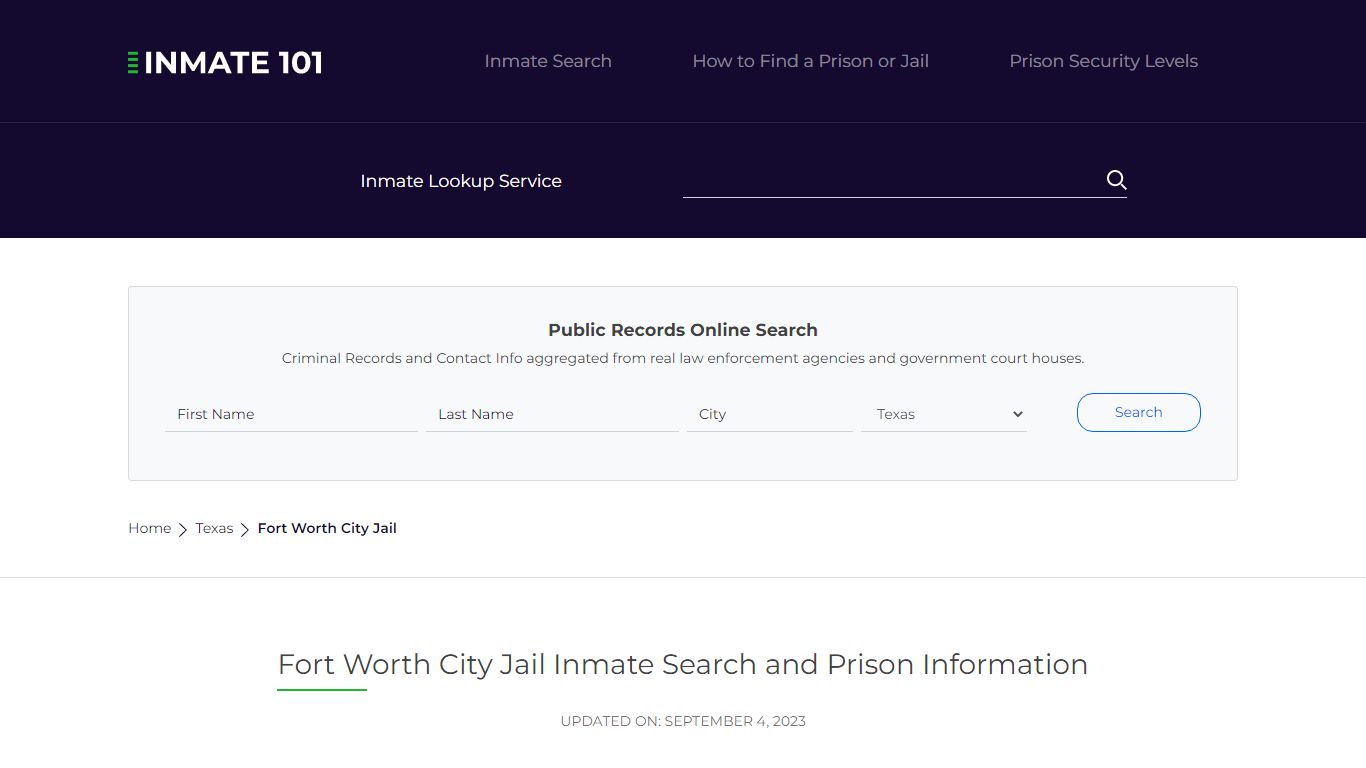 Fort Worth City Jail Inmate Search and Prison Information
